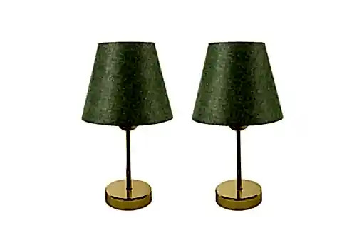 EVLİGHT METAL AYAKLI İKİLİ ABAJUR, GOLD YEŞİL