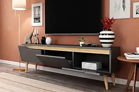 MANA AHŞAP AYAKLI TV ÜNİTESİ, ANTRASİT, 160 CM