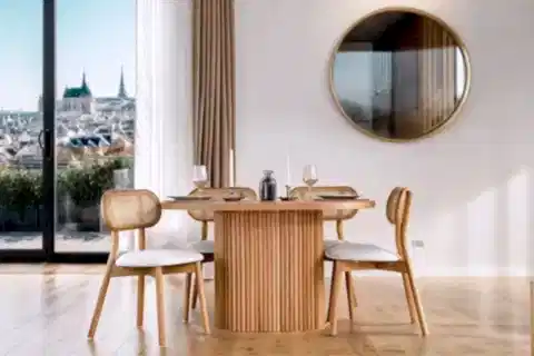LUCAS MASA NATURAL AHŞAP MASA SANDALYE TAKIMI, 80X130
