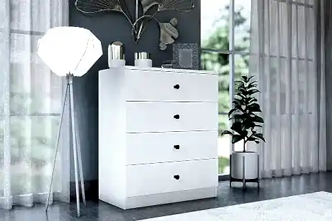 ALMİNA ŞİFONYER, 4 ÇEKMECELİ, BEYAZ