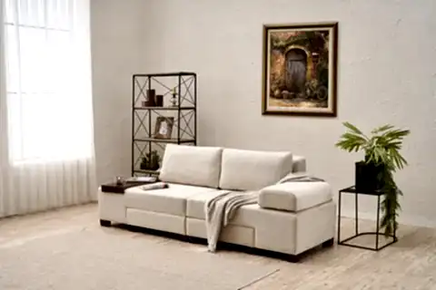 PERENNA YATAKLI ÜÇLÜ KOLTUK, ŞÖNİL, KREM