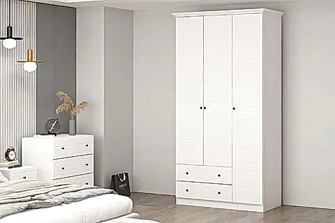 LİVO GARDIROP, BEYAZ, 3 KAPAKLI
