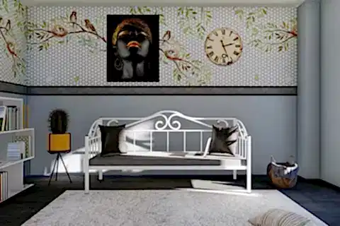 ELİPS MİNDERLİ FERFORJE SEDİR, BEYAZ, GM 401