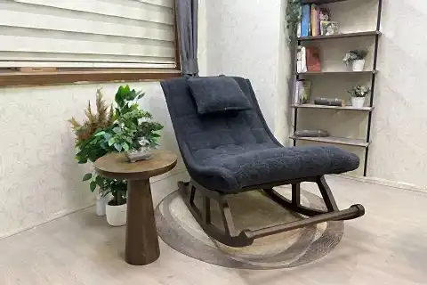 MİSKİN SALLANAN SANDALYE, TEDDY ANTRASİT, CEVİZ AHŞAP