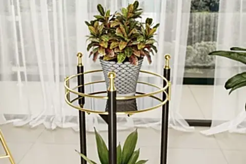 BİNO BAHÇE BALKON ÇİÇEKLİK SAKSI STANDI, 2 KATLI, SİYAH