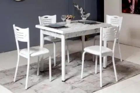 SMART MASA VE SMART SANDALYE TAKIMI, BEYAZ MERMER, 110X70