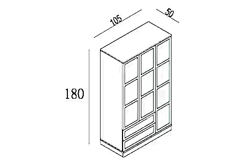SWORD GARDIROP, 3 KAPAKLI, 2 ÇEKMECELİ, 105X50X180 CM