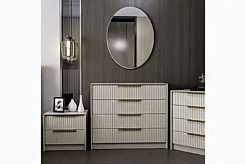 KALE LUXE AYNALI ŞİFONYER, 4 ÇEKMECELİ, KUMTAŞI