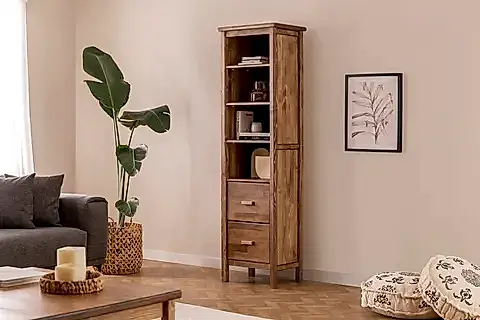 RANCH ÇEKMECELİ KİTAPLIK, 4 RAFLI, CEVİZ