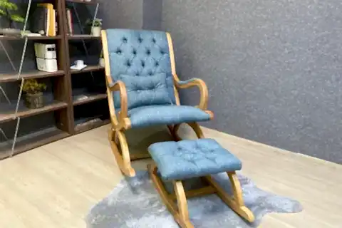 RUSTİK SALLANAN SANDALYE, MAVİ, AHŞAP, NATUREL