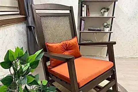 VERANDA MİNDERLİ SALLANAN SANDALYE, TURUNCU, CEVİZ AYAK