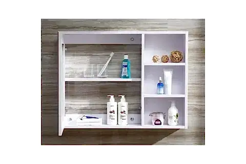 MİNES 3 RAFLI AYNALI BANYO ÜST DOLABI, BEYAZ