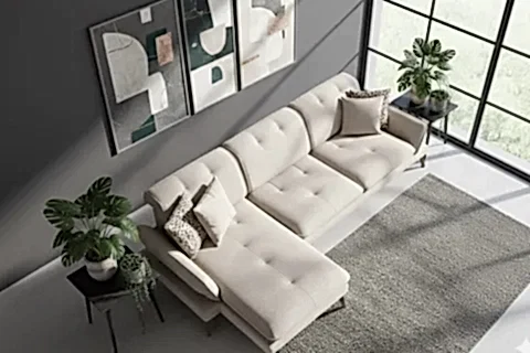 COSY KÖŞE KOLTUK, AHŞAP AYAK, SOL KÖŞE, KIRIK BEYAZ