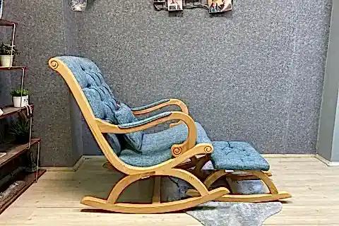 RUSTİK SALLANAN SANDALYE, MAVİ, AHŞAP, NATUREL