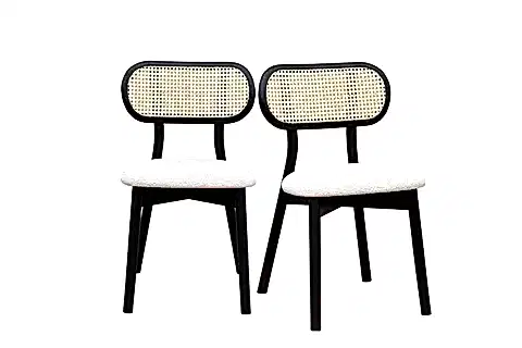 NİDYA SİYAH AHŞAP HAZERANLI SANDALYE, 2 ADET