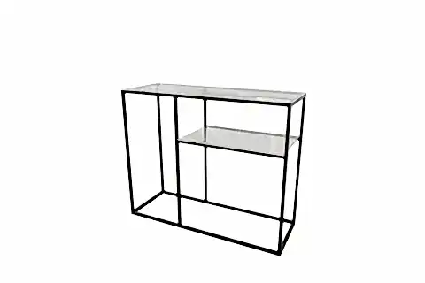 LUMİNA METAL DRESUAR, SİYAH AYAK, ŞEFFAF CAM TABLA