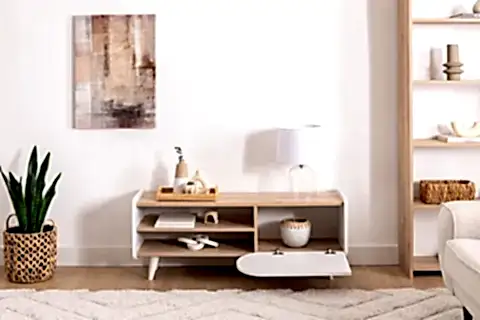 MİNDY TV SEHPASI, SAFİR MEŞE BEYAZ, 120 CM