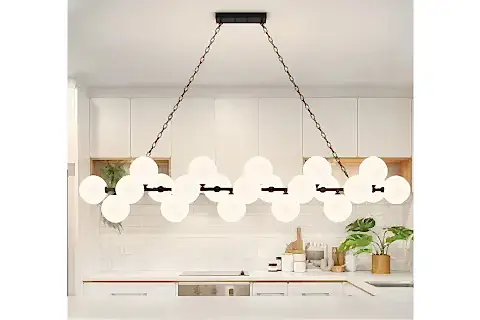 RİO  YİRMİ İKİLİ BEYAZ CAMLI SIRALI AVİZE, 180 CM