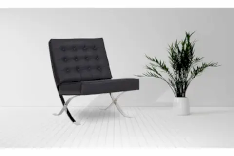 LANCİA SUNİ DERİLİ METAL KROM AYAKLI TEKLİ KANEPE, SİYAH