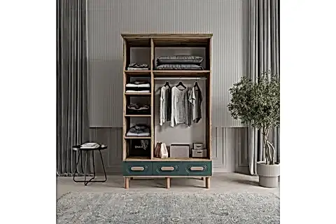 SAFİR GARDIROP YEŞİL, 3 KAPAKLI