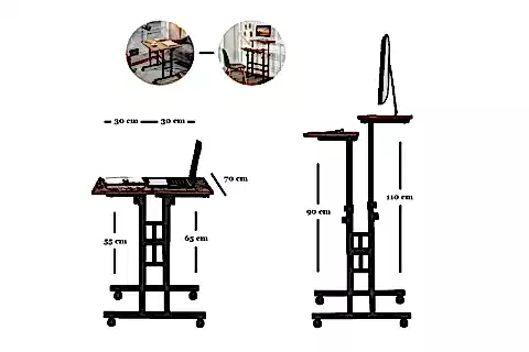 YÜKSEKLİK AYARLI LAPTOP MASASI, ÇAM, 70X60