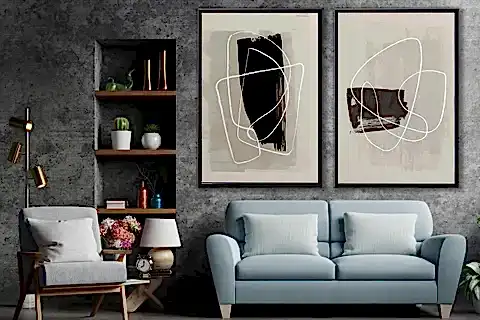 AHŞAP TRAVERTEN DOKULU SOYUT RESIM TABLO, 60X90, 28 2'Lİ