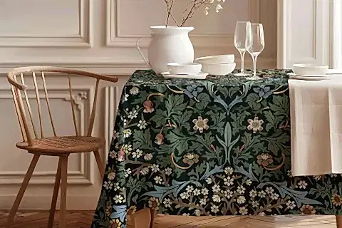 GECE ÇİÇEKLERİ PAMUK MASA ÖRTÜSÜ, 100X100 CM