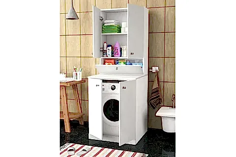 DERYA DEKOR PALMİRO ÇAMAŞIR MAKİNASI DOLABI, BEYAZ