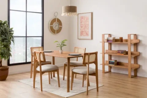 BONY DİKDÖRTGEN MASA, 4 KİŞİLİK, DOĞAL MASİF