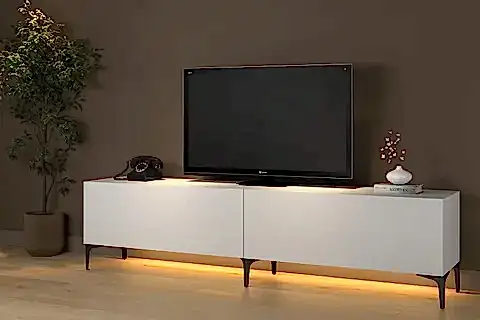 NAPOLİ LED IŞIKLI TV SEHPASI, BEYAZ, 200 CM