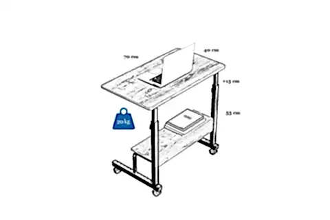 YÜKSEKLİK AYARLI RAFLI LAPTOP SEHPASI, ATLANTİK ÇAM, 70X40