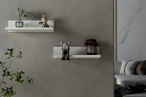 RUBİ DUVAR RAFI, BEYAZ, İKİLİ SET, 40 CM