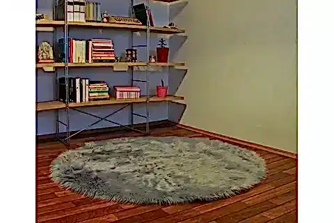 AKRİLİK KUZU POST HALI, YUVARLAK, GRİ, 100X100