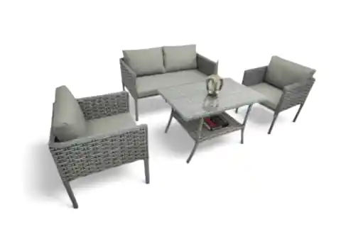 LETRA RATTAN İKİLİ BAHÇE MOBİLYASI, GRİ