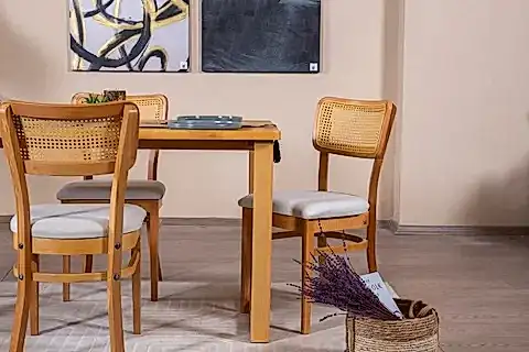 HAZERAN İSKANDİNAV MASA TAKIMI, 4 SANDALYE 1 MASA, 80X160