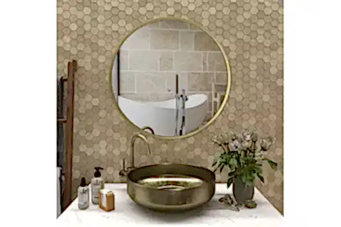MARSAH HOME METAL ÇERÇEVELİ YUVARLAK AYNA, GOLD, 80X80