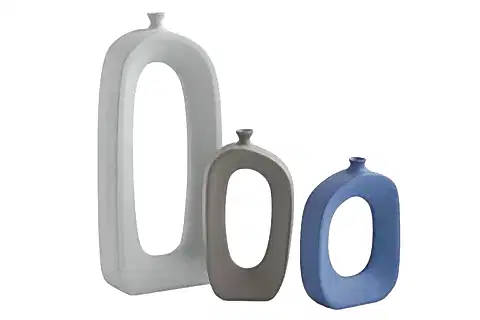 İSKANDİNAV DELİKLİ VAZO ÜÇLÜ SET GRİ VİZON MAVİ