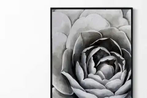 AHŞAP TRAVERTEN KAPLANMIŞ DOKULU GÜL TABLO, GRİ, 67X123
