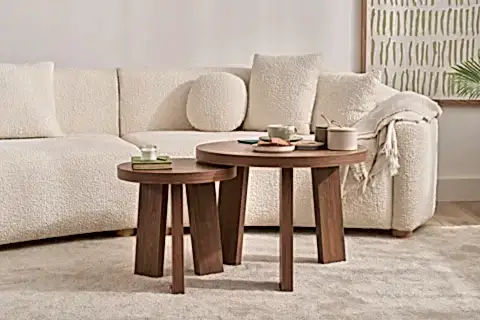 GİRONA İKİLİ OVAL ORTA SEHPA TAKIMI, CEVİZ