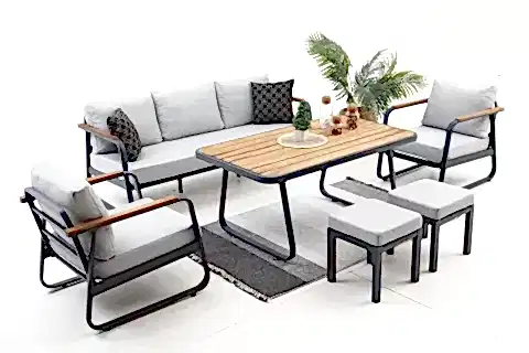 RİO ALÜMİNYUM ÜÇLÜ  BAHÇE OTURMA GRUBU, ANTRASİT