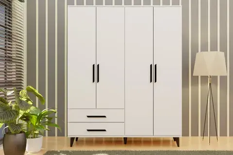 NOVADO AYAKLI GARDIROP, 4 KAPAKLI, SİYAH KULPLU, GM 070-A