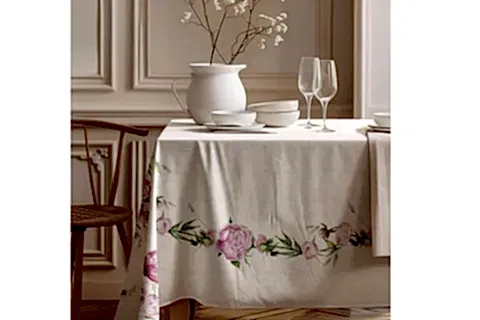 SOFT FLORAL PAMUK MASA ÖRTÜSÜ, 100X100 CM