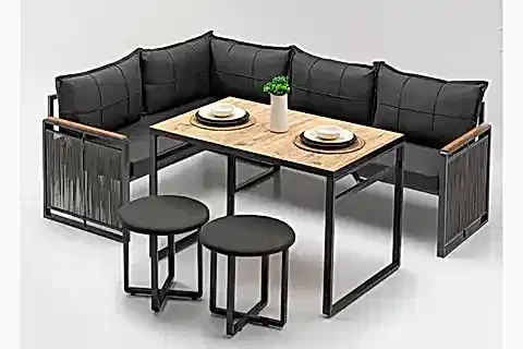 FLORİDA MASALI PUFLU BAHÇE BALKON TAKIMI, SİYAH