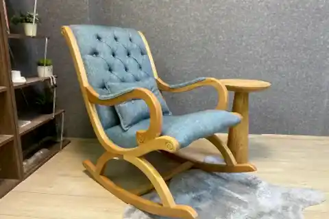 RUSTİK SALLANAN SANDALYE, MAVİ, AHŞAP, NATUREL