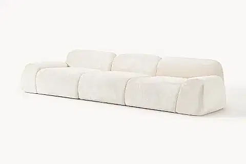 ROZA BUKLE MODÜLER ÜÇLÜ KOLTUK, BEYAZ