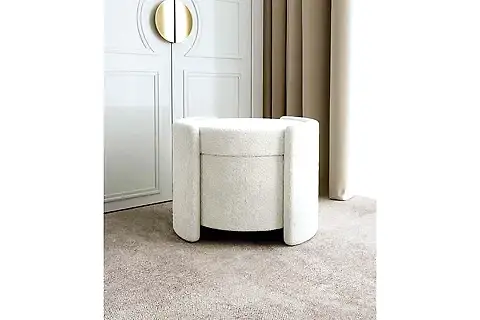 BERLİN SANDIKLI TEDDY PUF, BEYAZ