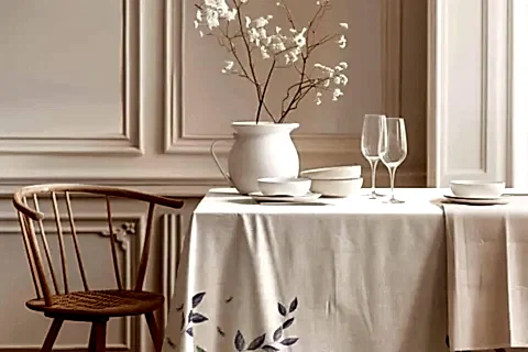 LAVANTA YAPRAKLARI PAMUK MASA ÖRTÜSÜ, 100X100 CM