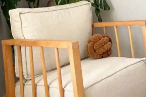 EVODEKO SALLANAN TEDDY KOLTUK, BEJ, AHŞAP AYAK