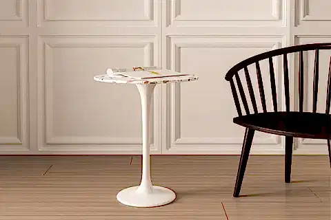 TULİP TERRAZO  YAN SEHPA, BEYAZ MERMER