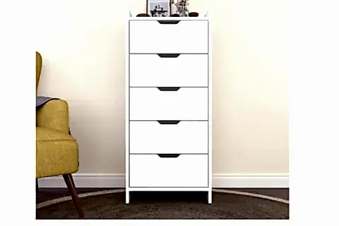 LODOS ŞİFONYER, BEYAZ, 5 ÇEKMECELİ